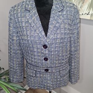 Sag Harbor Navy and White Tweed Blazer